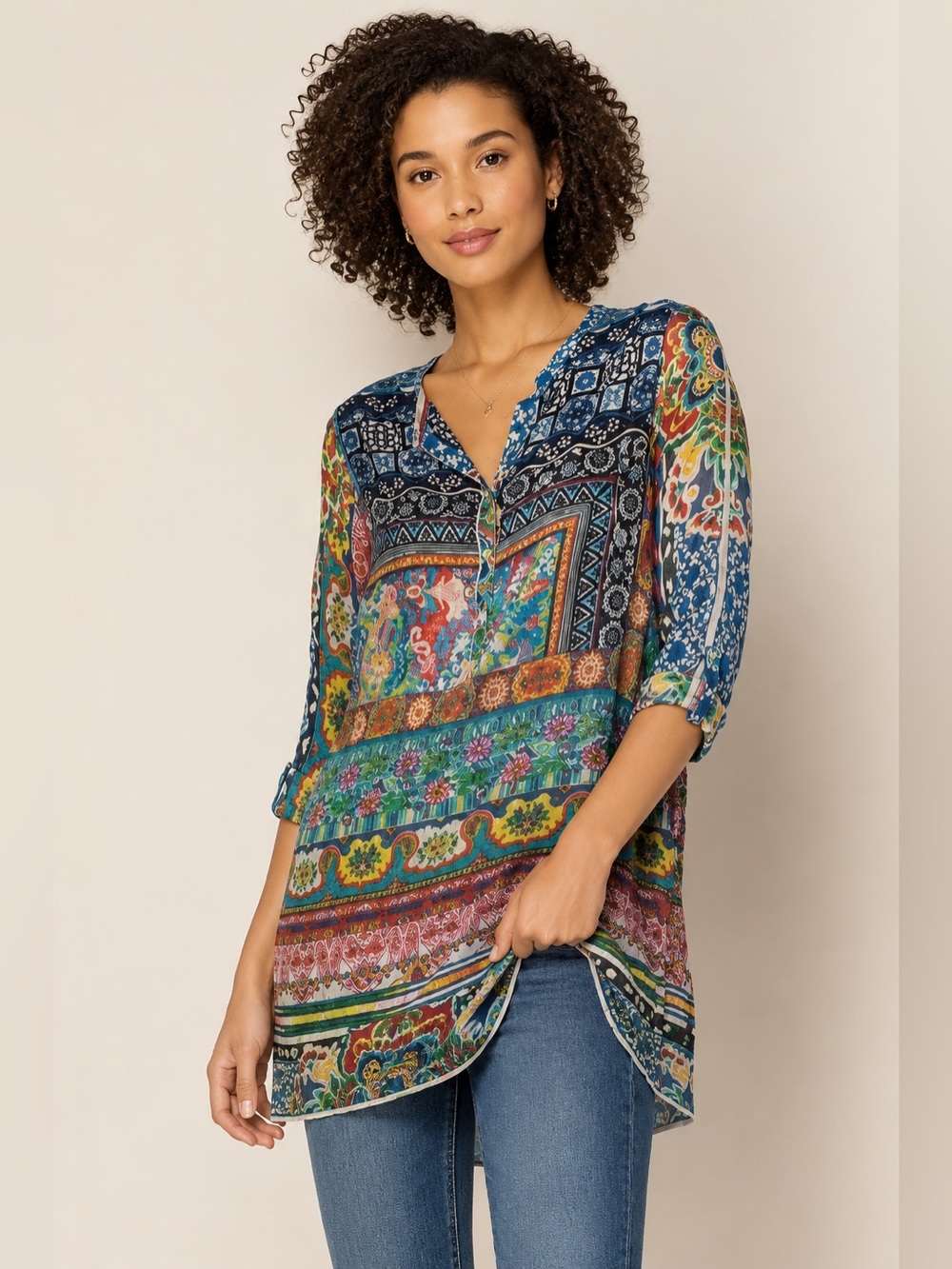 Johnny was silk tunic size XS EUC